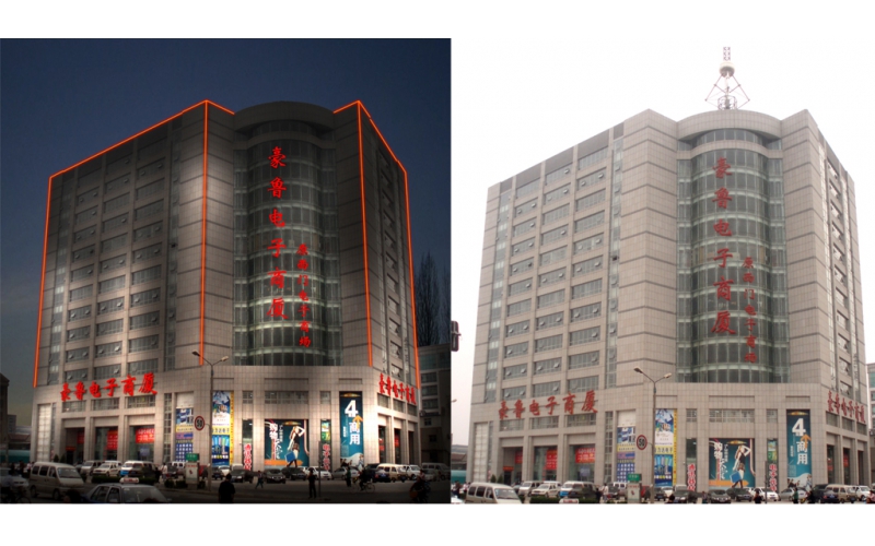 豪魯電子商廈發(fā)光標(biāo)識(shí)，壓克力發(fā)光大字